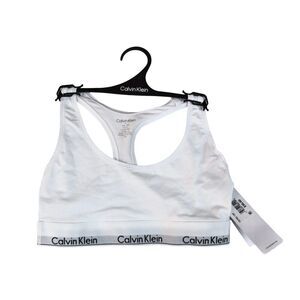 NWT Calvin Klein White T Shirt Sports Bra Classic Logo Black White Size M